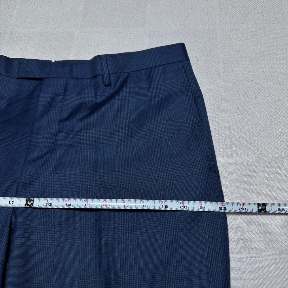 Banana Republic Dress Pants 36x32 Vitale Barberis‎ Canonico Wool Glen Plaid Navy